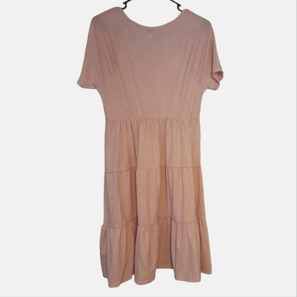 Sunset&Sixth tiered casual light pink polyester/rayon summer dress woman's large - Picture 2 of 4